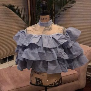 Light Blue Ruffle Top
